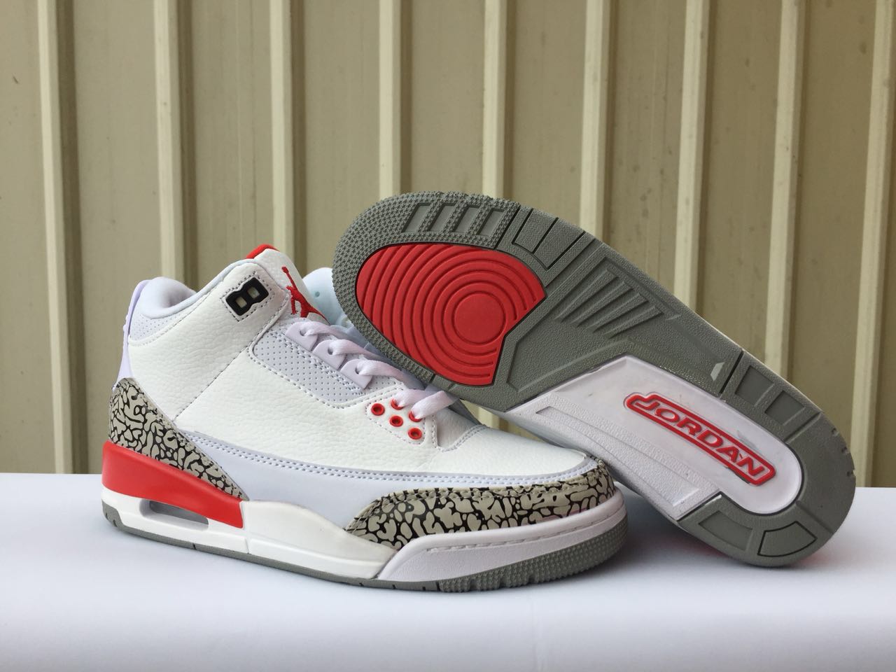 New Air Jordan 3 Retro Cement White Red - Click Image to Close